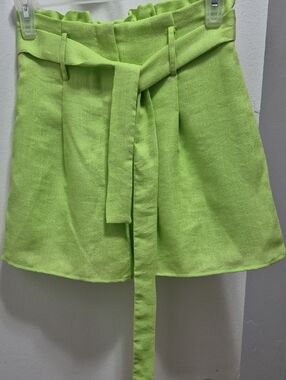 Lime Green High-Waist Tie-Belt Short